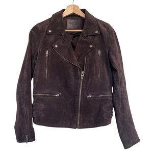 Chocolate Brown Suede Biker Jacket